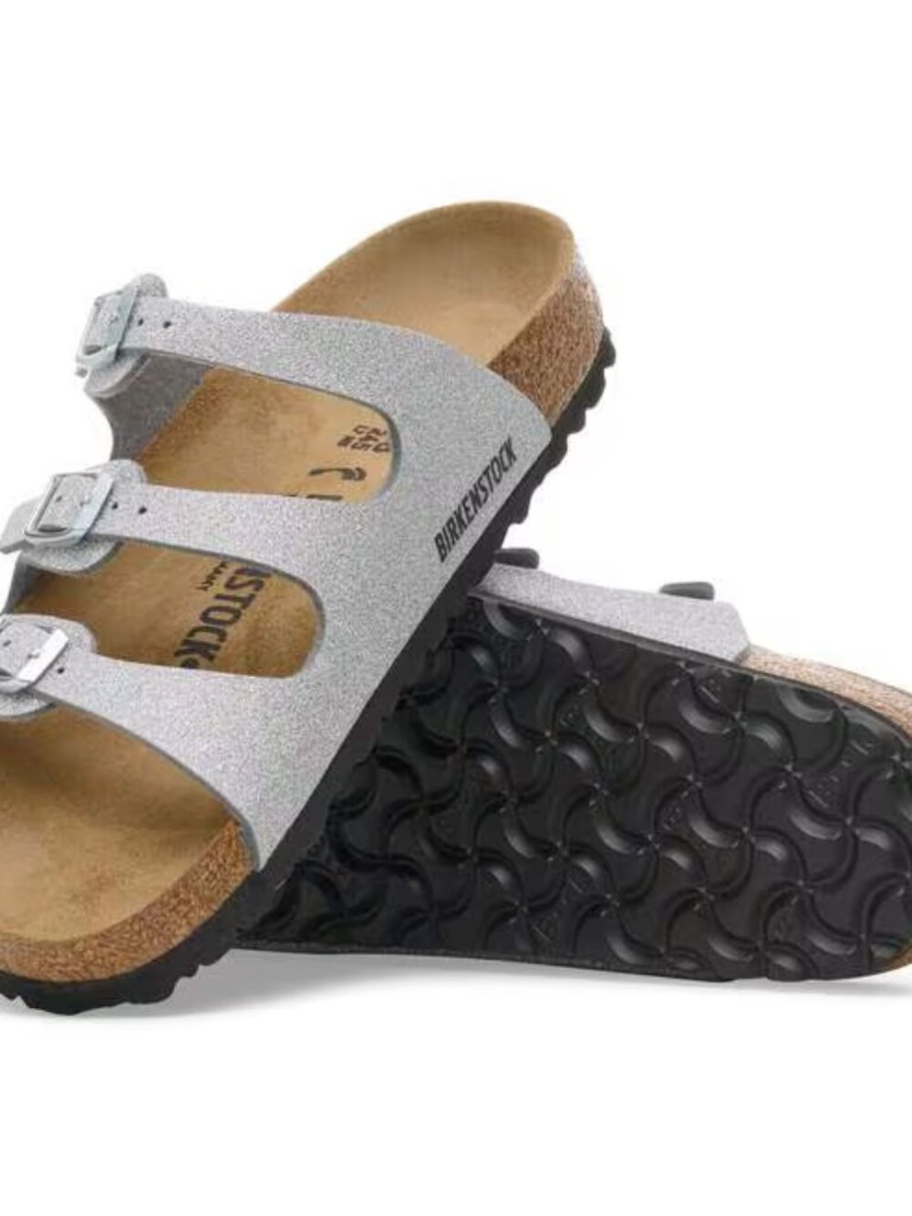 NEW Birkenstock FLORIDA Silver Glitter Sandals  38 R Womens 7 to 7.5
